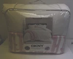 Dkny Full Queen Comforter Set Pink Hearts Stripe Throw 4 Pc Bedding New. Fixed Price $89.95.