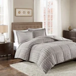 Madison Park Pleated Super Soft Faux Fur Comforter Set Full Queen King Size. Fixed Price $123.49.