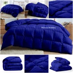 Luxury Premium Soft Stripe Royal Blue Comforter Goose Down Alternative King Size. Fixed Price $152.69.