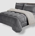 Swift Home Silver Pewter Micromink Sherpa 3-PIECE Queen' Size Comforter Set. Fixed Price $29.70.