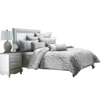 Pemberly Row 8-PIECE Jacquard Fabric King Comforter Set Silver. Fixed Price $486.10.