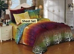 Cal King Size Rainbow Print Bedding Set: Fitted Sheet + 2 Pillowcases (W1495). Fixed Price $23.98.