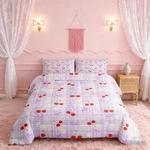 Homewish Purple Bowknot Kids Comforter Set Queen Sizedaisy Flowers Cherry Fruit. Fixed Price $46.66.