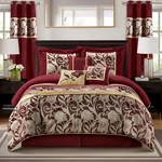 Luxurious Red & Gold King Comforter Set, 9-PIECE Floral Bedding, All Season. Fixed Price $187.99.