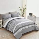 Kakijumn 7 Piece Bed Bag Stripe Comforter Set King Size, White Grey Patc.... Fixed Price $89.38.