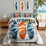 Manfei Surfing Comforter Set Queen Size, Blue Orange Surfboards Bedding 3.... Fixed Price $67.43.