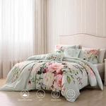 Bebejan Rose Misty Green 100% Cotton Sateen 5 Piece Reversible Comforter Set. Fixed Price $134.99.