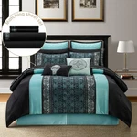 Stratford Park Black & Teal Comforter Set King Size, Classic Jacquard Bedding.... Fixed Price $188.67.