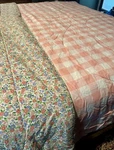 New Vintage Martha Stewart Multi Floral & Pink Check Reversible Queen Comforter. Fixed Price $65.00.