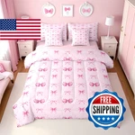 Erosebridal Pink Bow Tie Queen Comforter Set Sheets Girls Cute Ribbon. Fixed Price $106.26.