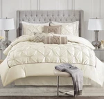 Ivory Tuck 7P King Comforter Set : Laurel Pinch Pleat Hotel Glamour Cream. Fixed Price $129.45.