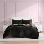 Velvet Comforter Set - Luxuriously Soft Black Bedding, Full/queen. Fixed Price $101.99.