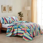 Reversible 3-PIECE Vibrant Geometric Stripe Bedspread Set Quilted Coverlet. Fixed Price $92.00.