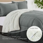 Premier 3 Pcs Reversible Sherpa Velvet King Comforter & Shams Set Gray. Fixed Price $89.99.