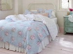 Simply Shabby Chic Bella Blue Floral Twin Comforter & Sham Pink Roses Euc. Fixed Price $75.95.