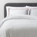 Threshold Duvet Cover Set Cotton Sateen Embroidered, White/caramel, Full/queen. Fixed Price $27.99.