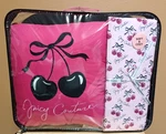 Juicy Couture Reversible Cherry Black/pink Queen 8P Comforter Set Sheets &pillow. Fixed Price $129.99.