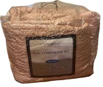 Winstone 10 Piece Luxury Comforter Queen Bed Set Satin Champagne, Peach Scroll. Fixed Price $69.99.
