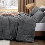Flannel Fleece Comforter King - Furry Grey Leaves Pattern Faux Bed Set,. Fixed Price $112.99.