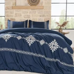 Boho Chic King Comforter Set, Soft Microfiber, Navy, 3-PIECE Bedding. Fixed Price $71.99.