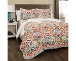 Lush Decor Clara Quilt 3 Piece Reversible Bedding Set, King, Turquiose & Tangeri. Fixed Price $83.74.