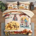 Pamnest Comforter Set Full Size, Western Cowboy Retro Colorful 7 Pcs Bedding. Fixed Price $68.18.