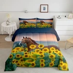Horse Comforter Set Sunflower Print Bedding Kids Adults Yellow .... Fixed Price $17.09.