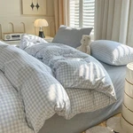 Vm Voumarket Blue Plaid Duvet Cover Set Queen, Washed Cotton. Fixed Price $86.99.