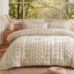 Tufted Boho Comforter Queen, Linen Farmhouse Bedding Set, Bag 7. Fixed Price $111.99.