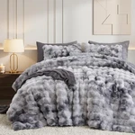 Smoofy Faux Rabbit Fur Comforter Set King 104 X90 Tie Dye Grey. Fixed Price $179.99.
