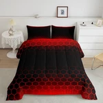 Feelyou Red Black Ombre Comforter Set King Geometrics Honeycomb Bedding. Fixed Price $35.85.