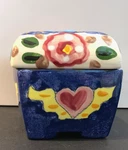 Studio Pottery Trinket Box W/lid Friends Forever Artist Signed Csara 96. Fixed Price $18.00.