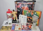 Set Of 19 Vintage Elvis Presley Memorabilia Pillow, Tin Cans, Key Chain, Photos. Fixed Price $63.00.