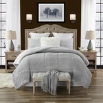 Swift Home 3-PIECE Grey Faux Fur Reverse Sherpa King/cal Comforter Set. Fixed Price $122.55.