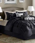 Madison Park Wilma 7-PC. Comforter Set, King, Black, Nwt. Fixed Price $102.88.