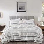 Chezmoi Collection Maru Boho Chic Cotton Clip Jacquard Striped Comforter Set. Fixed Price $86.99.