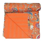Kantha Quilt India Handmade Bedspread Throw Cotton Block Print. Fixed Price $57.02.