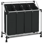 Vidaxl Laundry Sorter With 4 Bags Black Gray Cart Organizer Clothes Basket. Fixed Price $100.99.