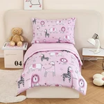 4-PIECE Bedding Ultra Soft Cartoon Pink Zoo Animals Girls Comforter Set.... Fixed Price $57.21.