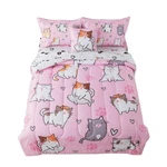 6 Pieces Girls Cats Comforter Set Twin Cute Pink Bedding Bag.... Fixed Price $62.77.