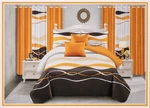 Orange White Black Striped Comforter Bedding Set With Matching Shams/pillows. Fixed Price $70.99.
