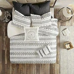 Ink+ivy Rhea Cotton Jacquard Comforter Mini Set, Size Queen - Ivory/charcoal. Fixed Price $50.00.