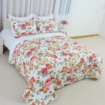 Lightweight Coverlet Set Garden Style Floral Printed Oversized Quilted Bedding. Fixed Price $34.69.