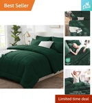 Cozylux Queen Size Comforter Set 7-PIECE Quilted Bedding Emerald Green. Fixed Price $87.99.