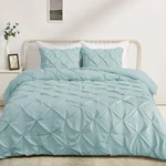 Amazonbasics Soft Light Full/queen Comforter Set 3CT Pinch Pleat Design Blue. Fixed Price $42.99.