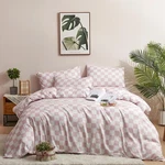Pink White Plaid Comforter Set Twin - Modern Geometric Bedding Quilt. Fixed Price $99.99.
