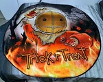 Horror Trick Treat Round Fleece Throw Blanket Halloween Plush Sam Candy 60X60. Fixed Price $19.00.