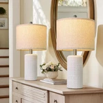 20.75" Stone-like Farmhouse Ceramic Table Lamps Set Of For Bedroom, White Beds. Fixed Price $91.94.