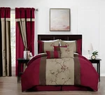 7-PIECE Burgundy Brown Taupe Bedding Set Embroidered Floral Comforter. Fixed Price $74.99.