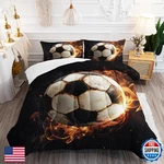 Xynhml Soccer Print Comforter 3PCS Full Gaming Sport Flame Bedding Set. Fixed Price $80.66.